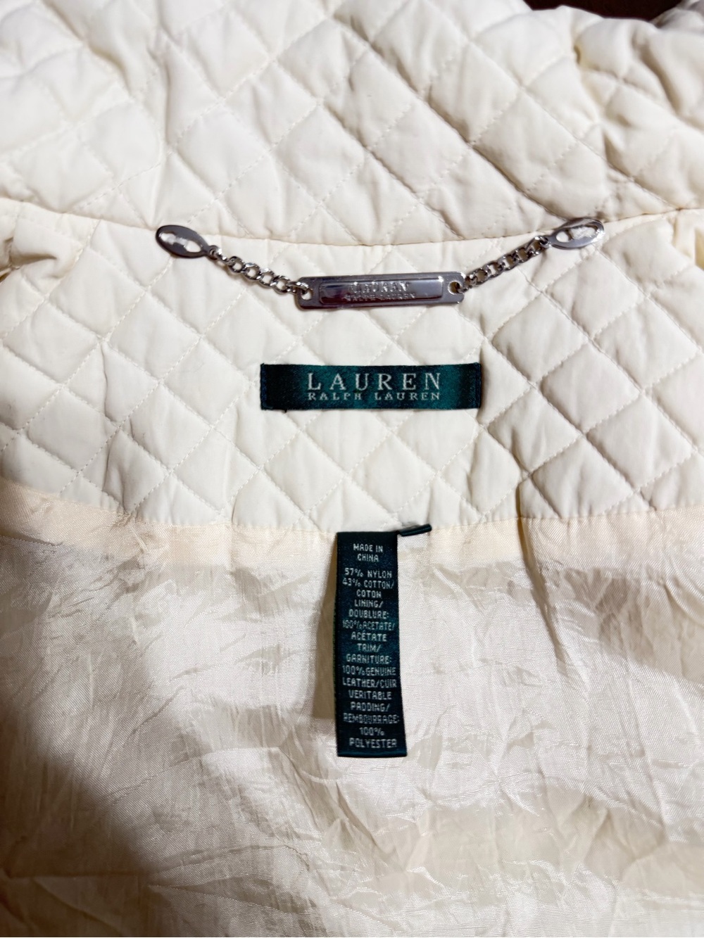 Ralph Lauren Cream Quilted Utility Jacket with Sherpa Collar - Picture 6 of 8